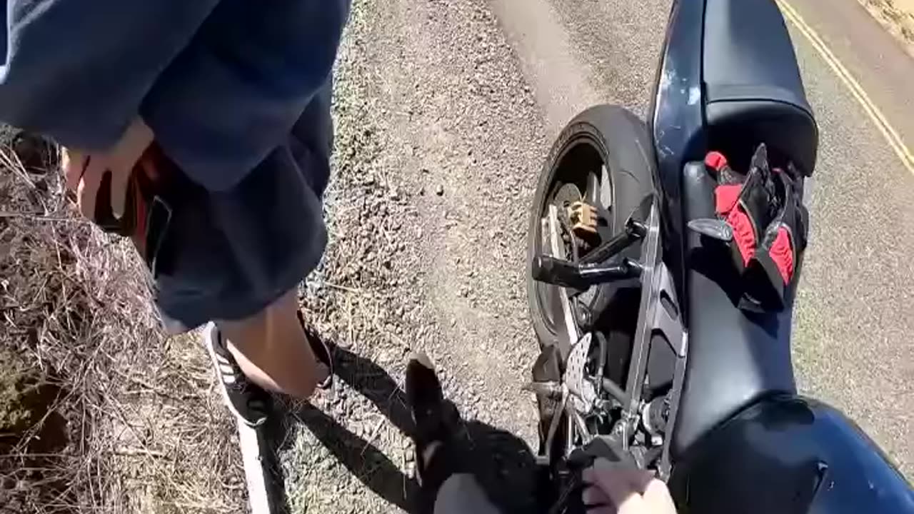 Crazy old man jumps in front of bike at 40mph!!! Then steals keys!