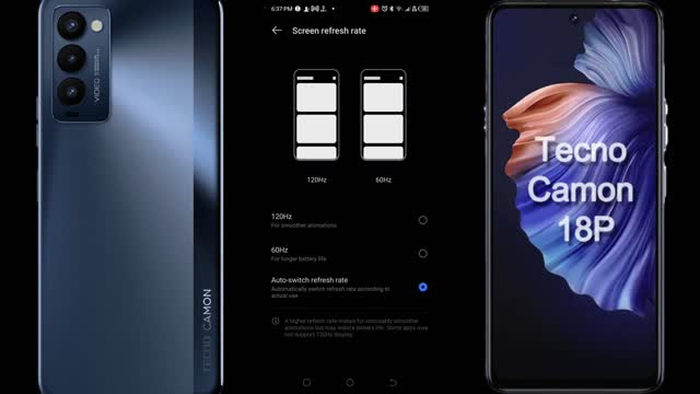 Tecno Camon 18P Screen Refresh Rate Demonstration