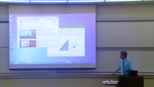 Mathematics professor fixes the projector screen (April Fools' prank)