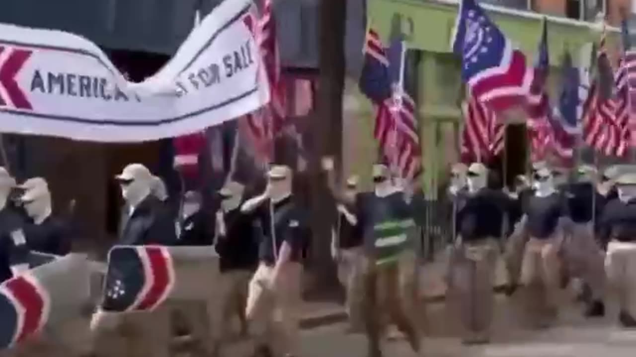 The feds going marching one by one hurrah, hurrah. The Patriot Front in Charleston WV