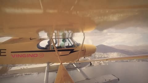 Airplane water aerobot in the sea