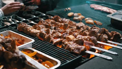 Grilling meat on the street