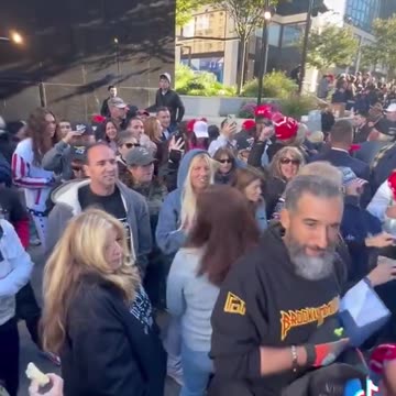 Trump supporters say the Lord's Prayer in front of Madison Square Garden!