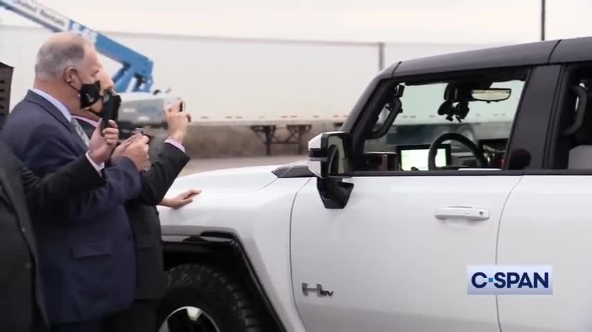 President Biden Drives Electric Hummer