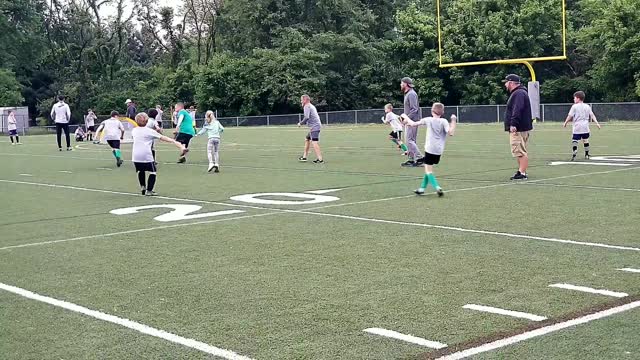 Sneaky, chubby dad steals the ball for the goal!