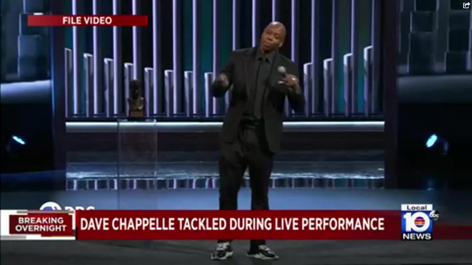 Dave Chappelle tackled on stage during performance by armed man