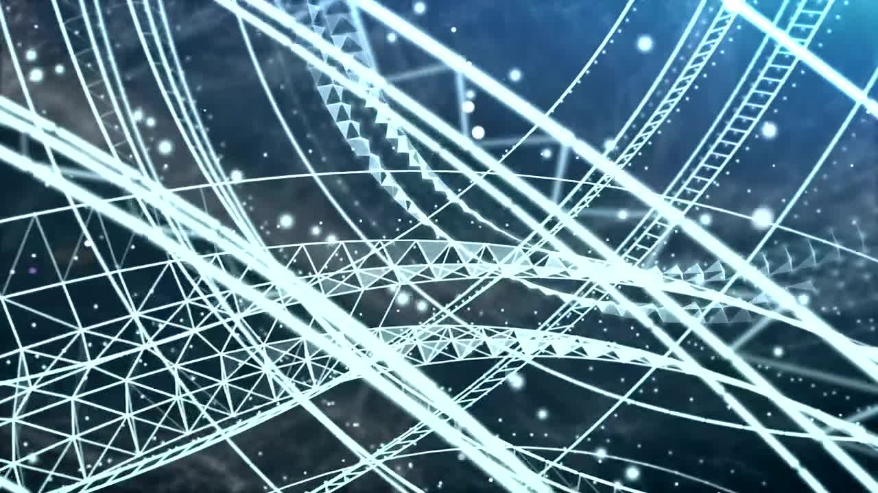 Abstract luminous structures floating in space