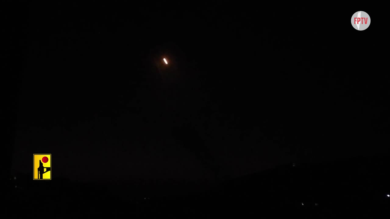 Hizbullah striking Safad with missiles, in northern Zionist-occupied Palestine, 16 Oct 2024