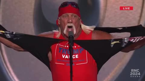 Hulk Hogan rips off shirt during RNC speech