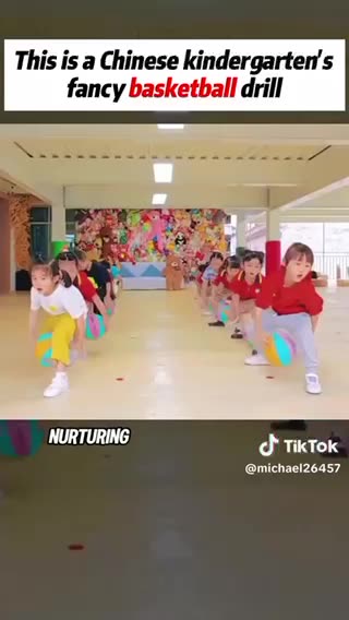 This is a Chinese kindergarten’s fancy basketball drill