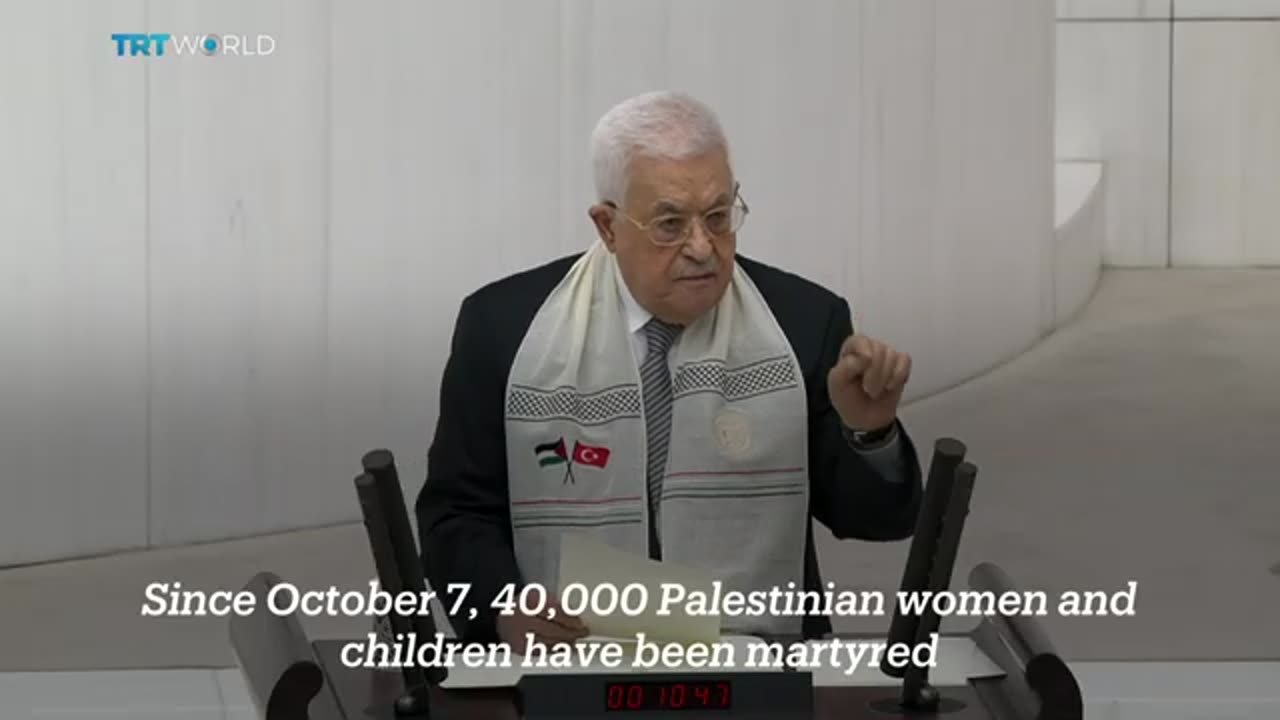 Palestinian President speaks to Turkish Parliament