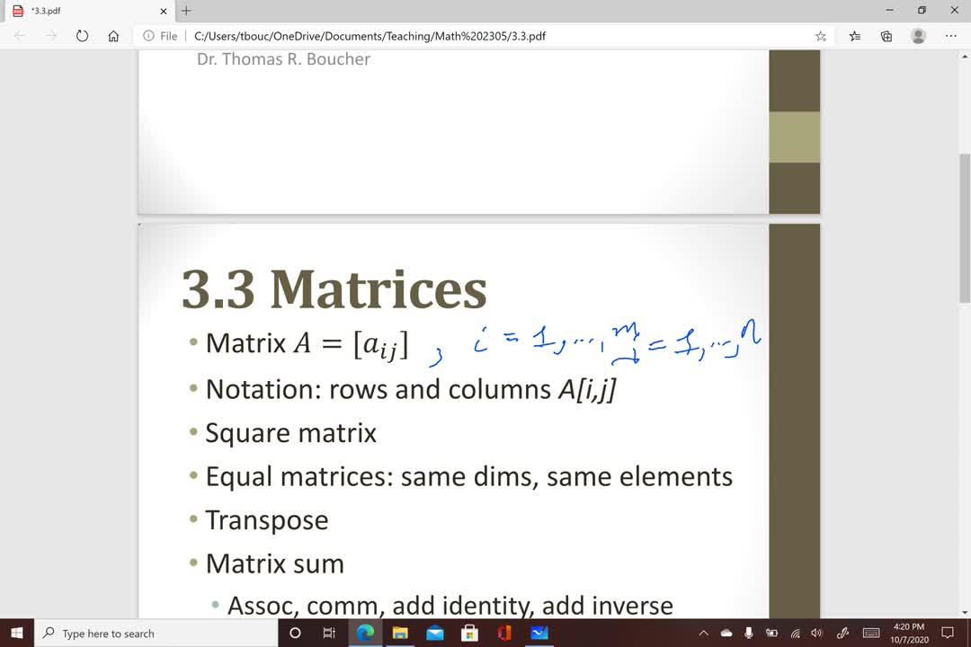 MATH 2305 Lecture 3.3