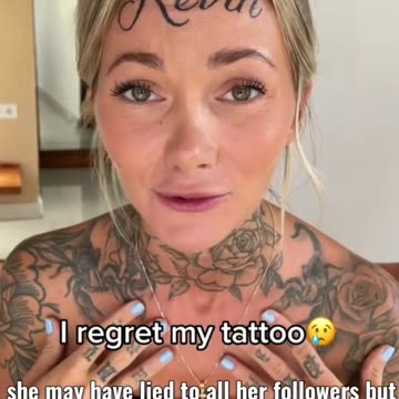 SHE REGRET HER TATOO BUT NOT THE ONE ON FOREHEAD-FAKE