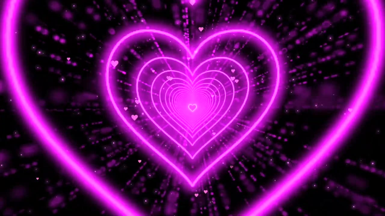 1115. Heart Tunnel💖Pink Heart Background Neon Heart Heart
