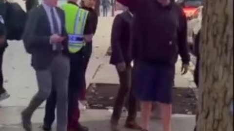 Senator Fetterman Waves Israeli Flag At Pro-Palestine Protestors