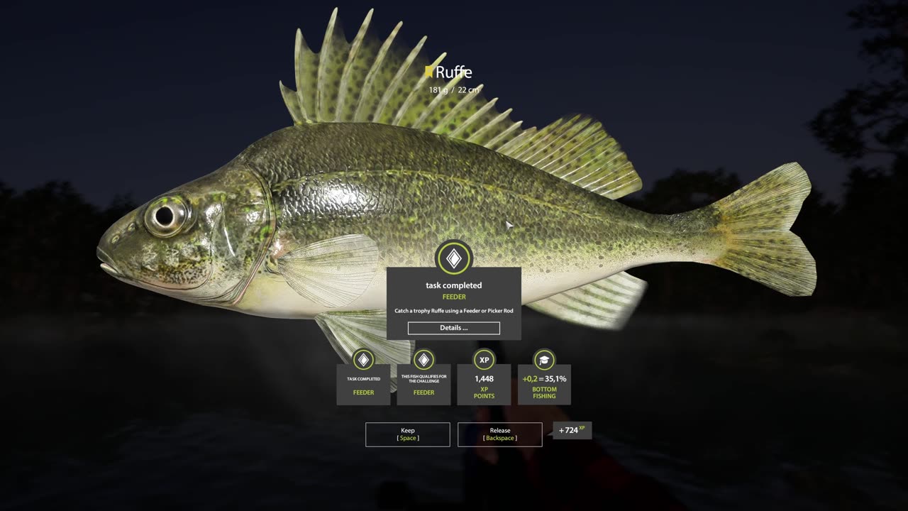 Rare Trophy Ruffe, Kuori Lake fishing spot, Russian Fishing 4