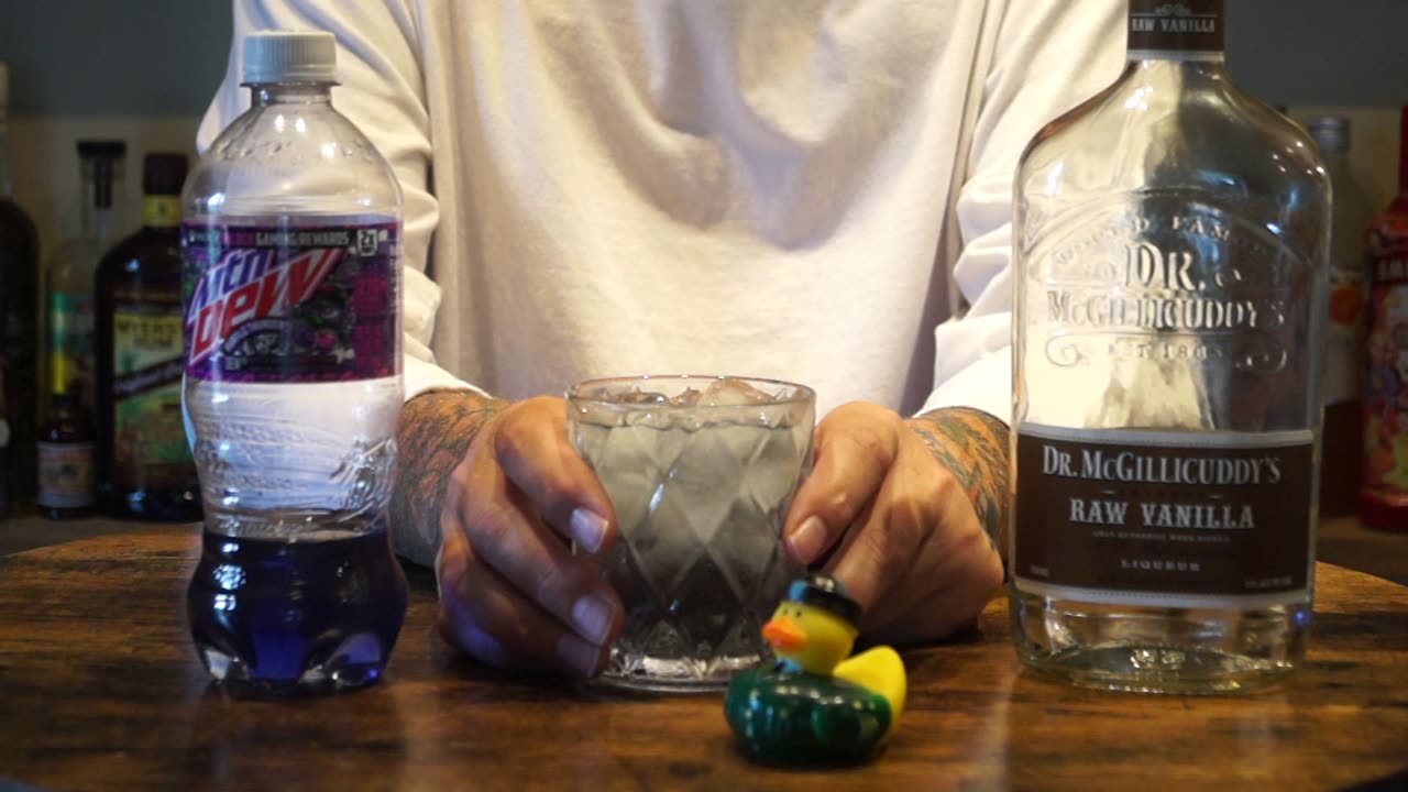 Dr McGillicuddy's Raw Vanilla Liqueur & Mtn Dew Purple Thunder