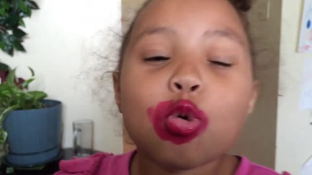 Lipstick Loving Little Girl