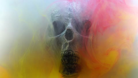 Skull with colored smoke