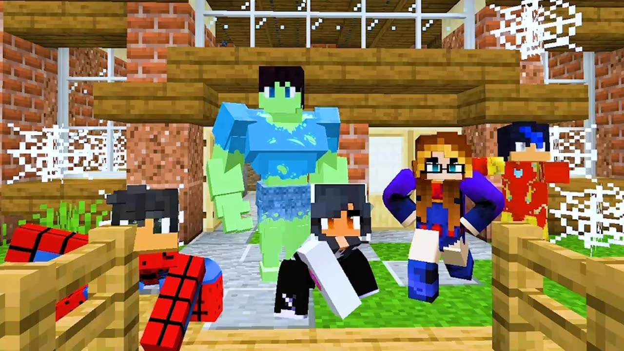 Living with a SUPERHERO FAMILY in Minecraft