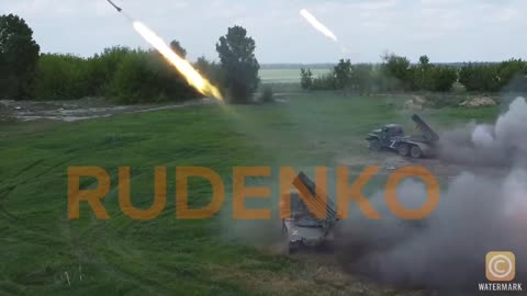 Grads firing counter-battery fire at the artillery of Ukrainian forces. Marinka area.