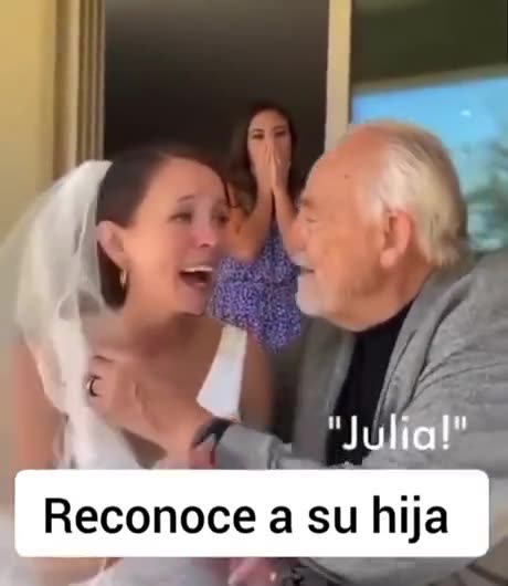 A father suffering from dementia recognises his daughter on her wedding day