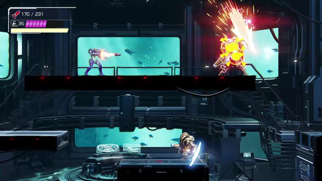 Battling enemies in #MetroidDread!