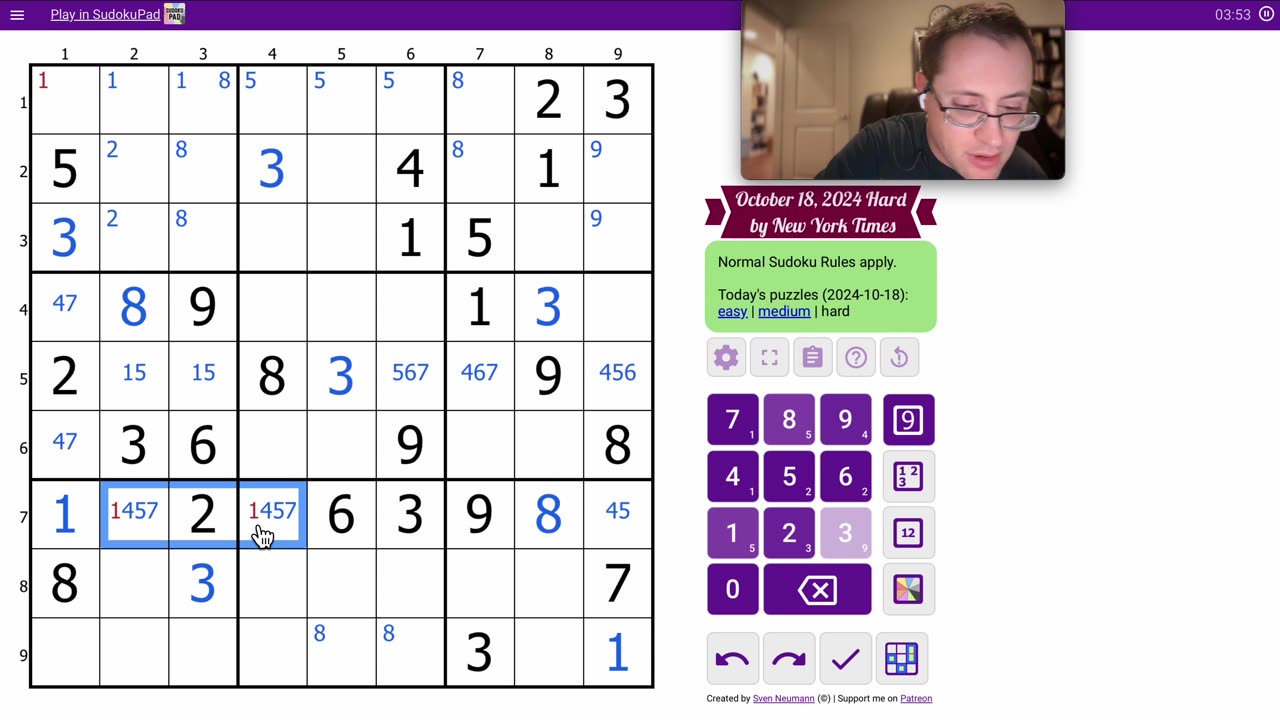 Sudoku 2024 10 18 hard