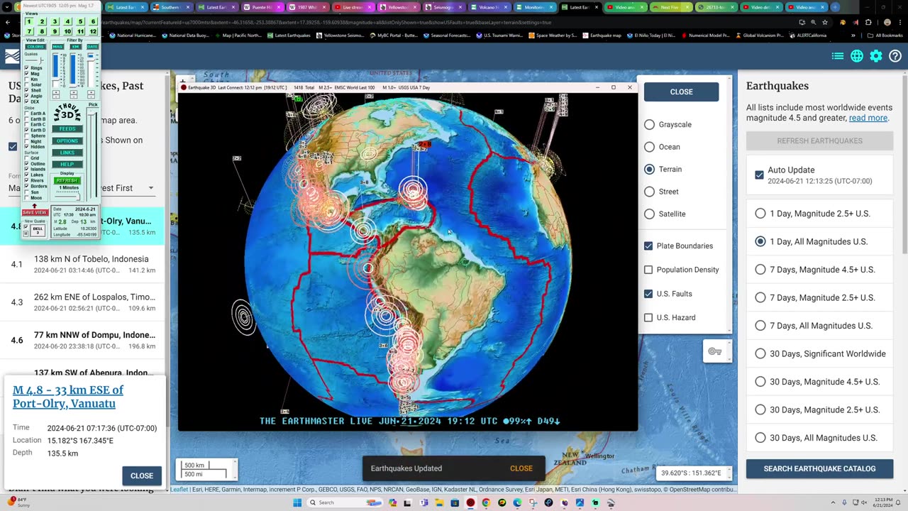 "EARTHquake aleutian trench, southern california activity"