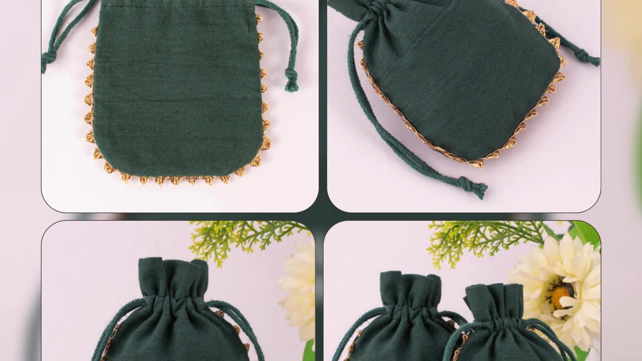 Handcrafted Cotton Custom Designer Drawstring Pouches for Every Occasion