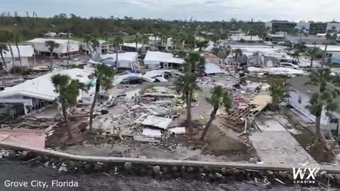 Hurricane Milton devastates the Manasota Key and Grove City, Florida - Drone