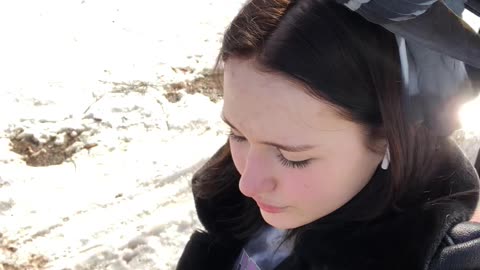 Pigeon Perches on Person While Walking