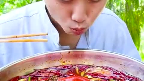 Chinese men spicy food challange