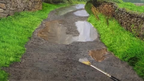 The Painting Process Of A Muddy Road