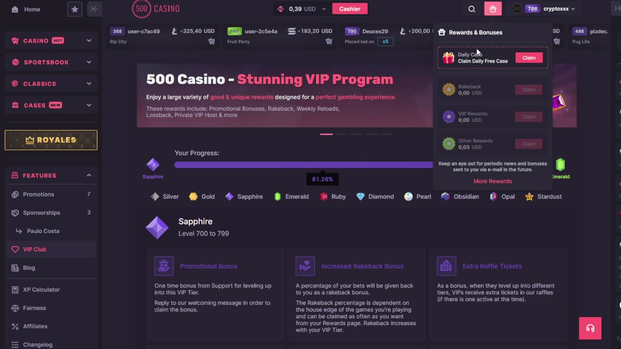 500 Casino - Daily Case Win +$11