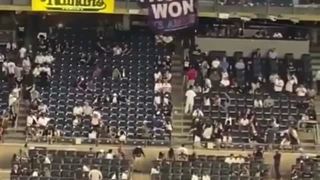 Priceless! NY Fans Drop TRUMP WON SIGN !
