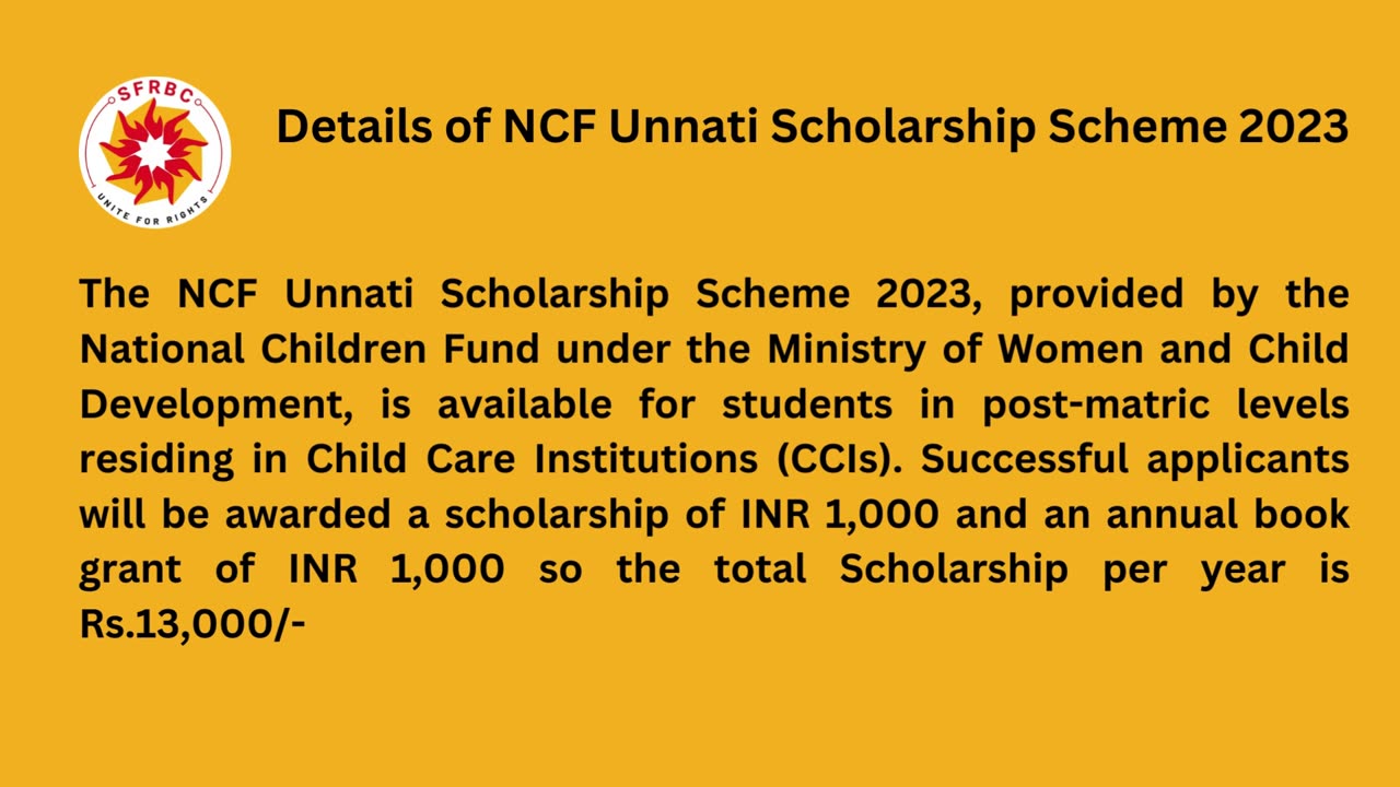 Benefits of NCF Unnati Scholarship Scheme in Tamil Nadu