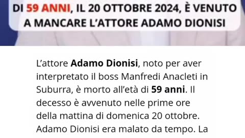 Morto Adamo Dionisi, l'attore di Suburra aveva 59 anni