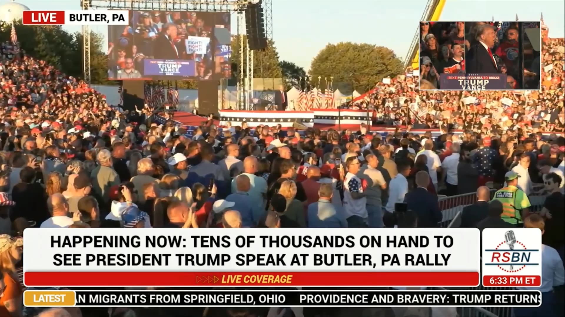 Crowd Sings Star Spangled Banner at Trump Rally Butler PA 1052024