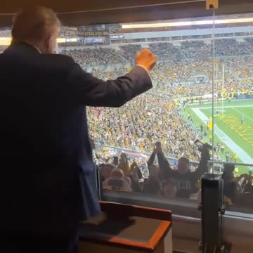 President Trump arrives at Pittsburgh Steeler home Acrisure Stadium to chants of U-S-A