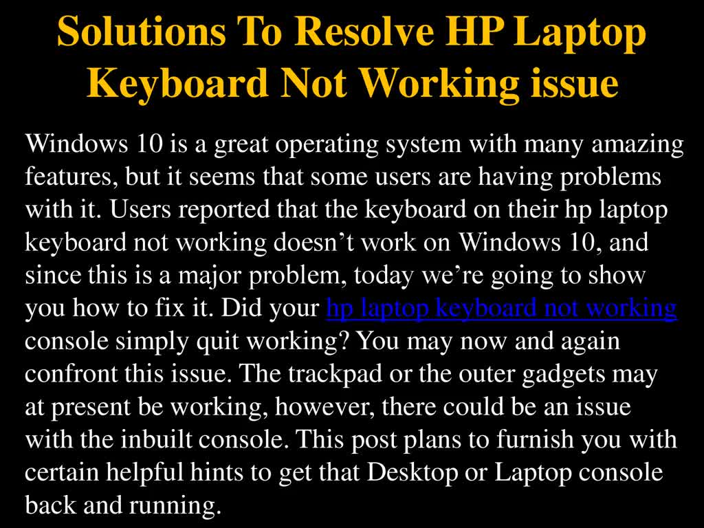 Solutions To Resolve HP Laptop Keyboard Not Working issue