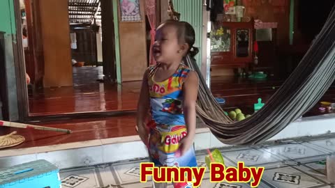 Funny Baby play with rope