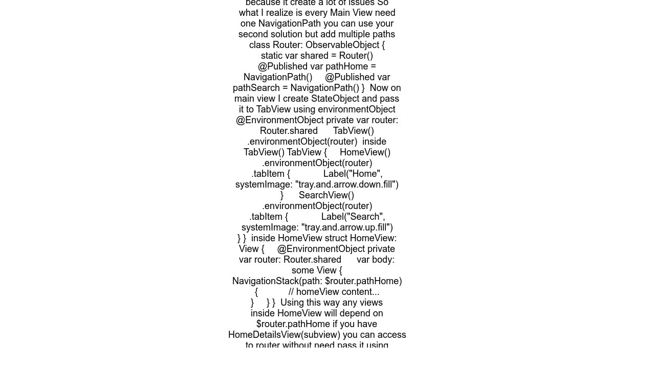 Where to place global NavigationPath in SwiftUI