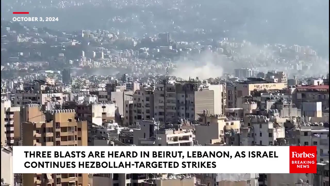 Three Blasts Are Heard In Beirut, Lebanon, As Israel Continues Hezbollah-Targeted Strikes