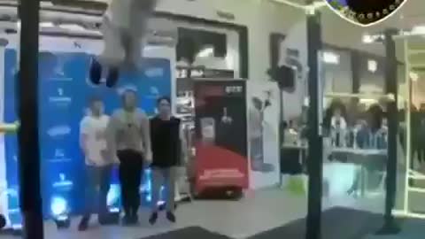 Man doing pole bar tricks