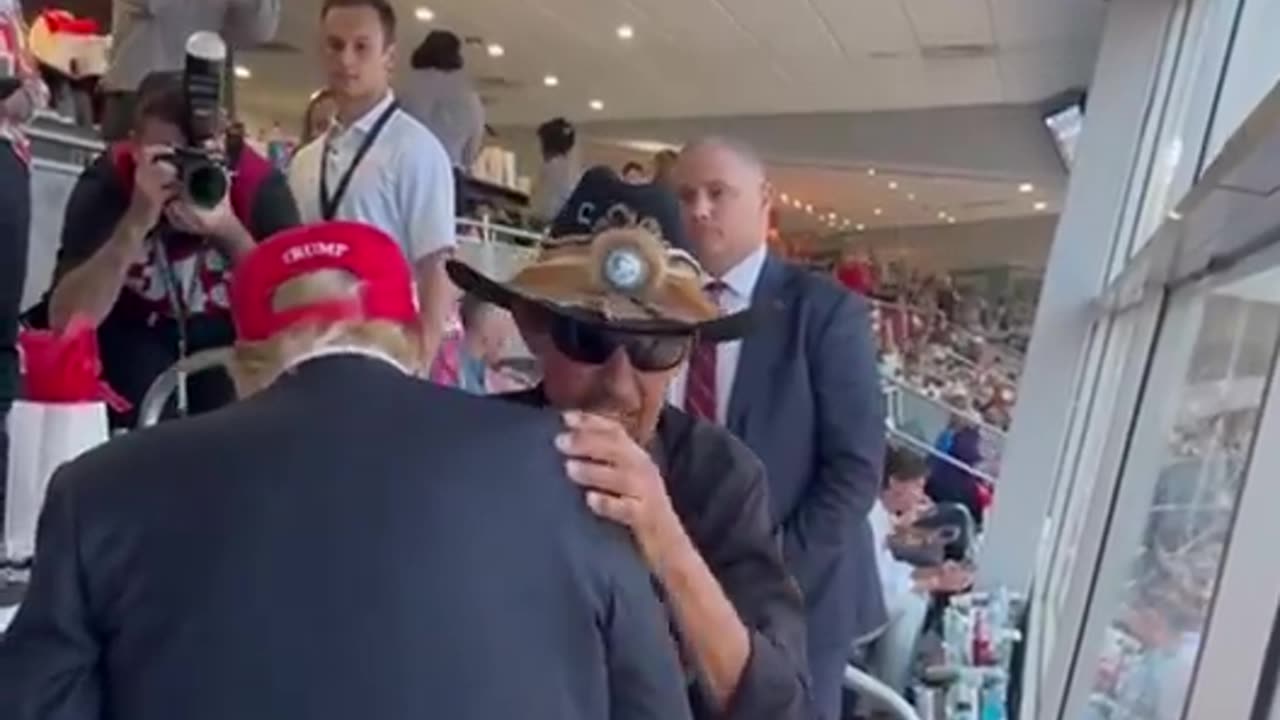 Richard Petty greeting President Trump.