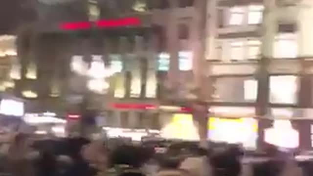 The main street in St Petersburg, Russia tonight.The crowd is chanting No to War!