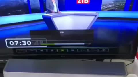 Presenter collapsing from death jab