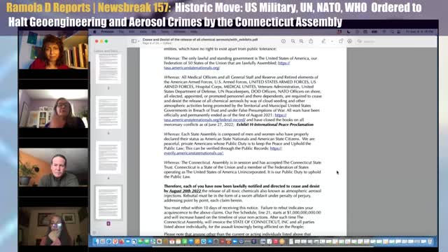 NEWSBREAK 157 | HISTORIC: US MILITARY, UN, ORDERED TO HALT AEROSOL CRIMES BY CONNECTICUT ASSEMBLY