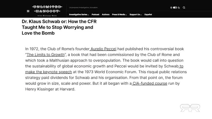 InfoWars - Reece-Report - Megadeath Intellectuals Of The Great Reset WEF, NWO, UN